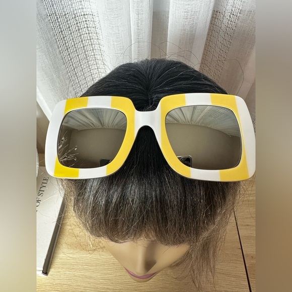 Dolce gabbana Yellow and White Striped Square Sunglasses - Picture 7 of 8